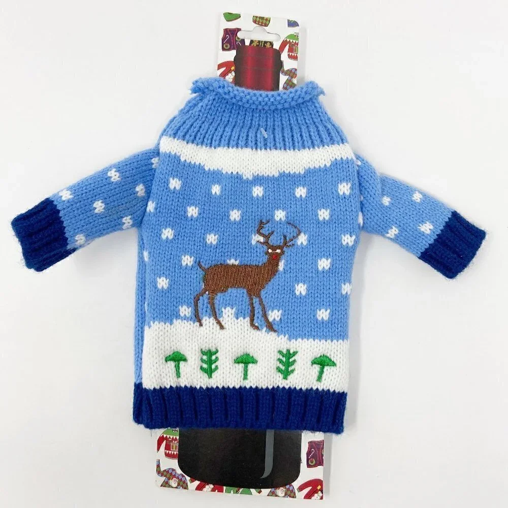 Reindeer Christmas Sweater Wine Bottle Coozie Bag